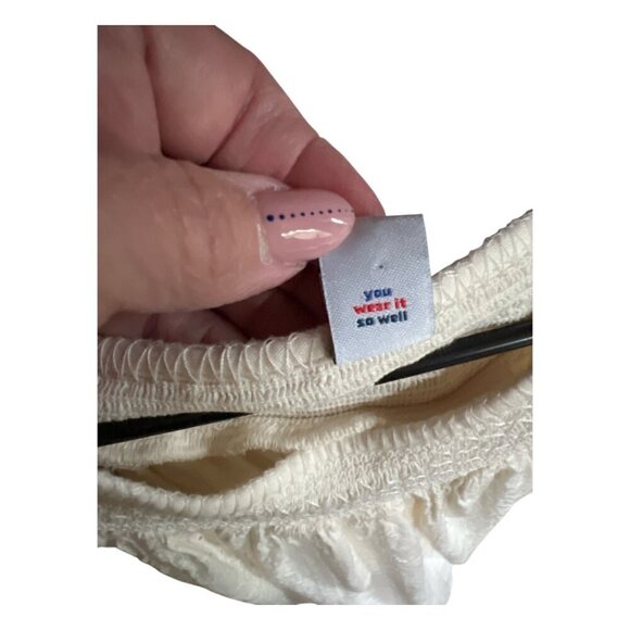 Women's Old Navy Ivory Cream Boho Eyelet Smocked Dress Pockets Neutral Size S - Picture 6 of 10